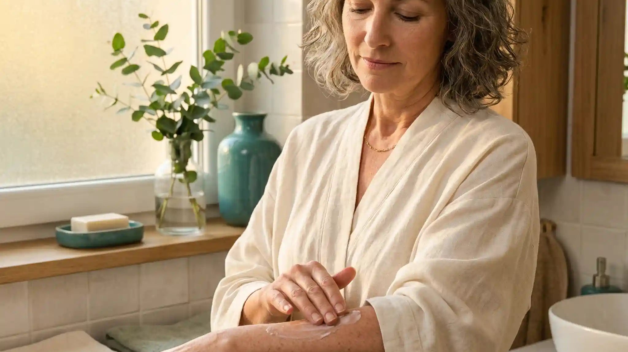 Femme en menopause souffrant de secheresse vulvaire - solutions naturelles Nutremys