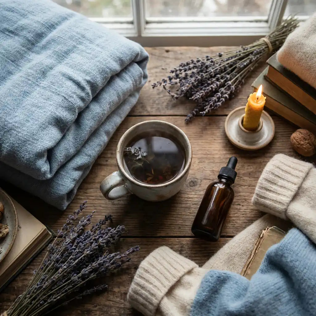 Femme se ressourcant en hiver avec rituels bien-etre - Blue Monday et vitalite