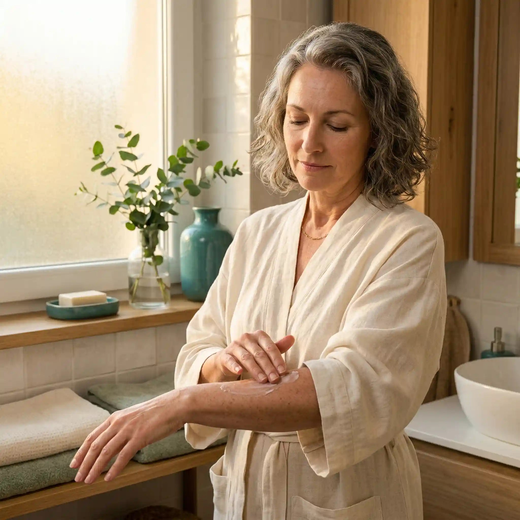 Femme en menopause souffrant de secheresse vulvaire - solutions naturelles Nutremys