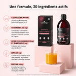Une formule, 30 ingrédients actifs : collagène marin, vitamine C, acide hyaluronique, élastine, zinc et biotine