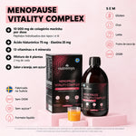 Nutremys Menopause Vitality Complex: colagénio marinho líquido, frasco de 500 ml com caixa e copo medidor de 25 ml