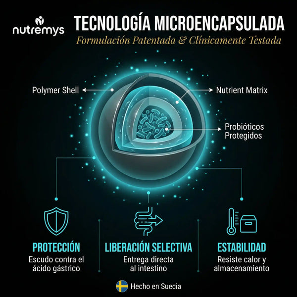 PREMIUM ENCAPSULATED PROBIOTICS – Probióticos Líquidos 10¹⁰ UFC Nutremys Lab