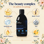 Collagen Essence Gold: 6 actives — marine collagen 12,500 mg, hyaluronic acid, retinol, biotin, zinc, vitamin C