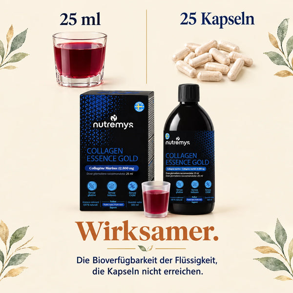 Collagen Essence Gold: 25 ml flüssiges Kollagen, wirksamer als 25 Kapseln