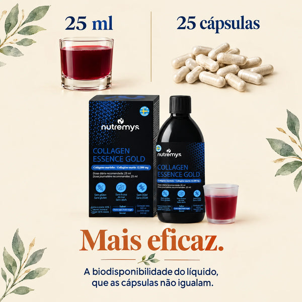 Collagen Essence Gold: 25 ml de colagénio líquido, mais eficaz que 25 cápsulas
