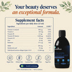 Collagen Essence Gold: supplement facts per 25 ml daily dose, sugar-free and gluten-free