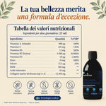 Collagen Essence Gold: tabella dei valori nutrizionali per dose da 25 ml, senza zucchero né glutine