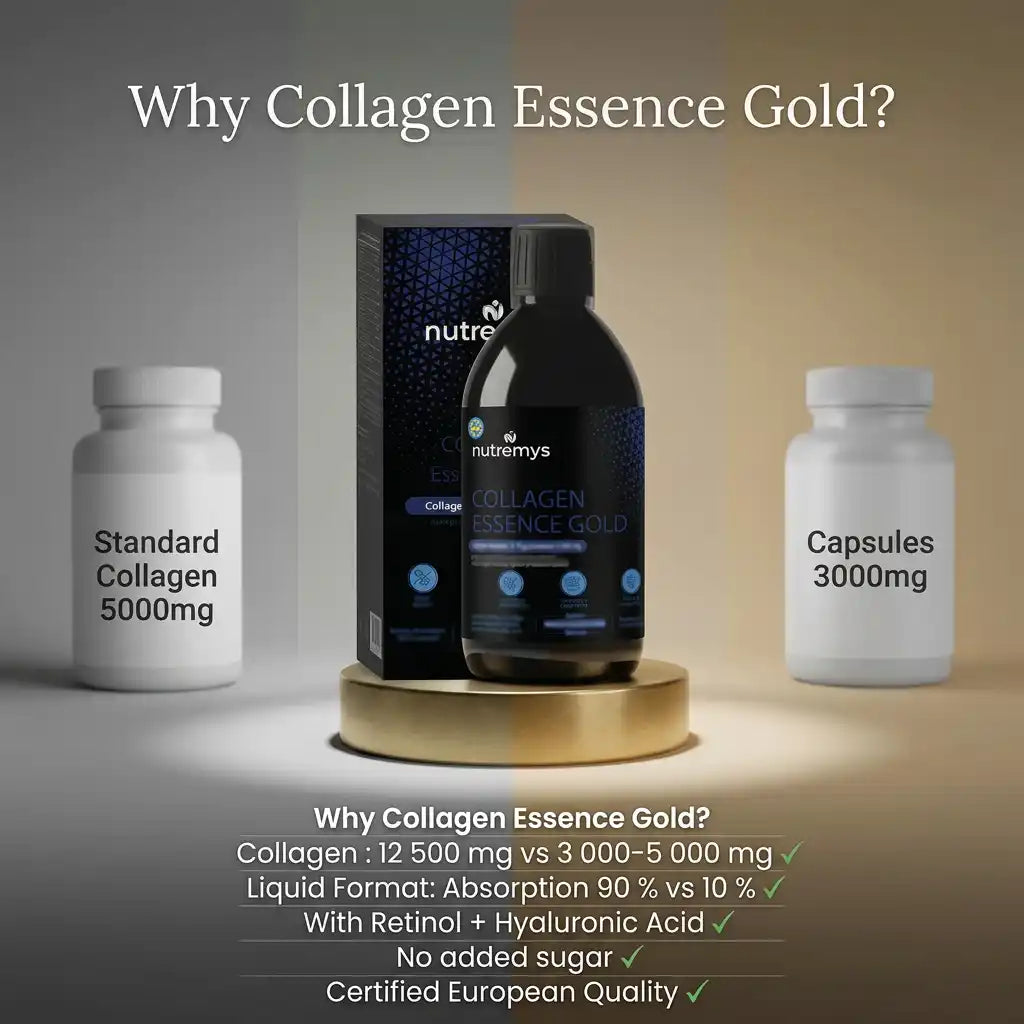 Collagen Essence Gold · Collagen types I and III sustainably sourced ASC