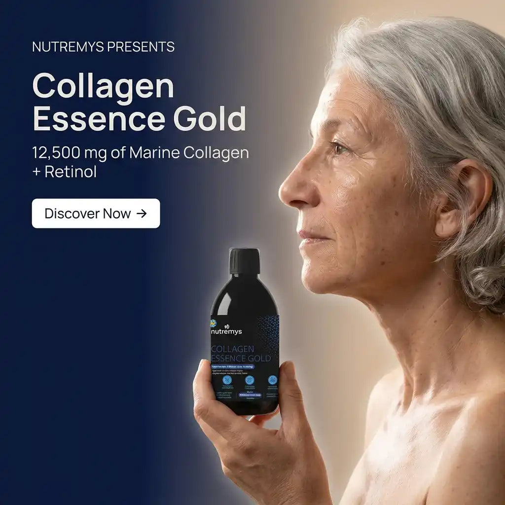 Woman 50s radiant skin Collagen Essence Gold Nutremys marine collagen
