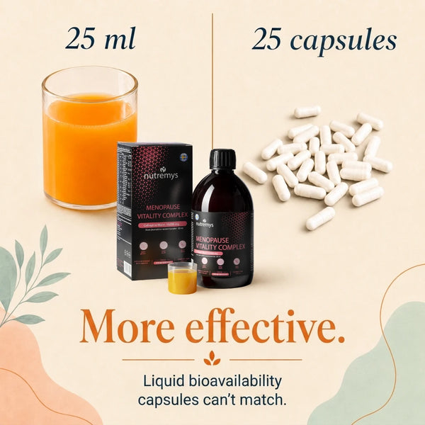 Menopause Vitality Complex: 25 ml of liquid, more bioavailable than 25 capsules