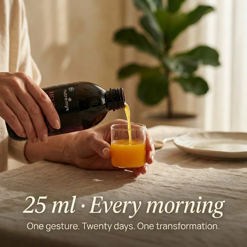 Menopause Vitality Complex morning ritual 25ml · liquid formula more effective than capsules menopause supplement │ Nutremys LAB