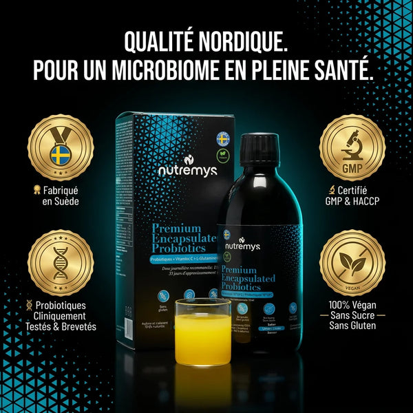 Premium Probiotics — certifications qualité GMP et HACCP, fabriqué en Suède | Nutremys