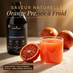 Verre de TotalRestore Magnésium saveur orange naturelle sans sucre, prêt à boire
